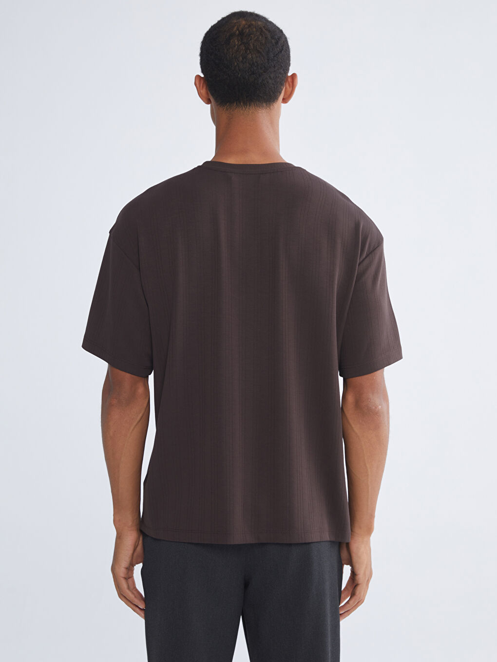 Kahverengi Bisiklet Yaka Erkek Tişört-3