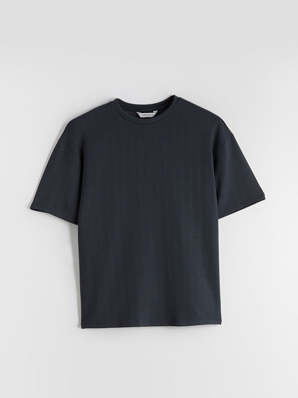 Antrasit Bisiklet Yaka Erkek Tişört-4