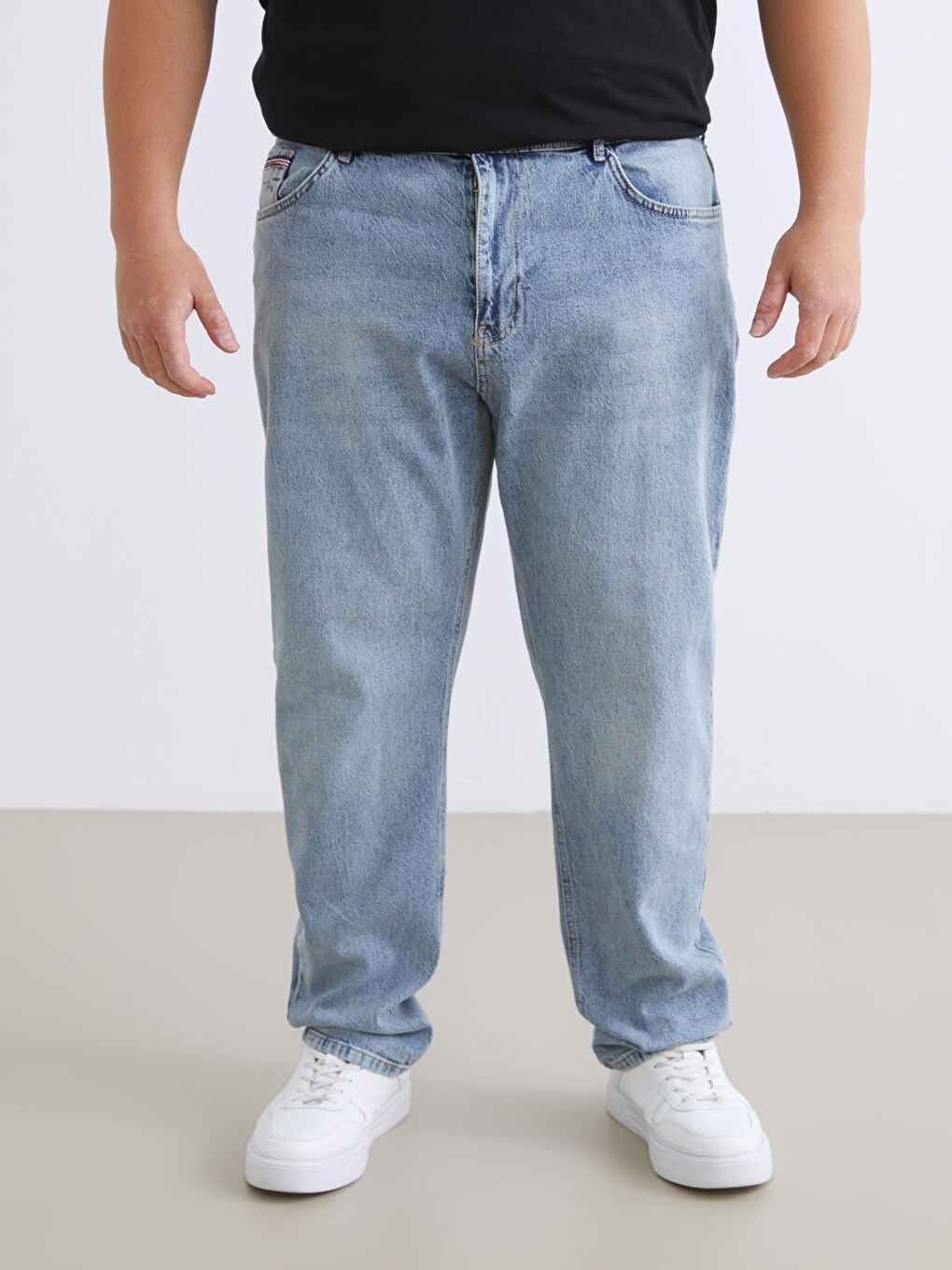 İndigo Büyük Beden 710 Loose Fit Erkek Jean Pantolon-5