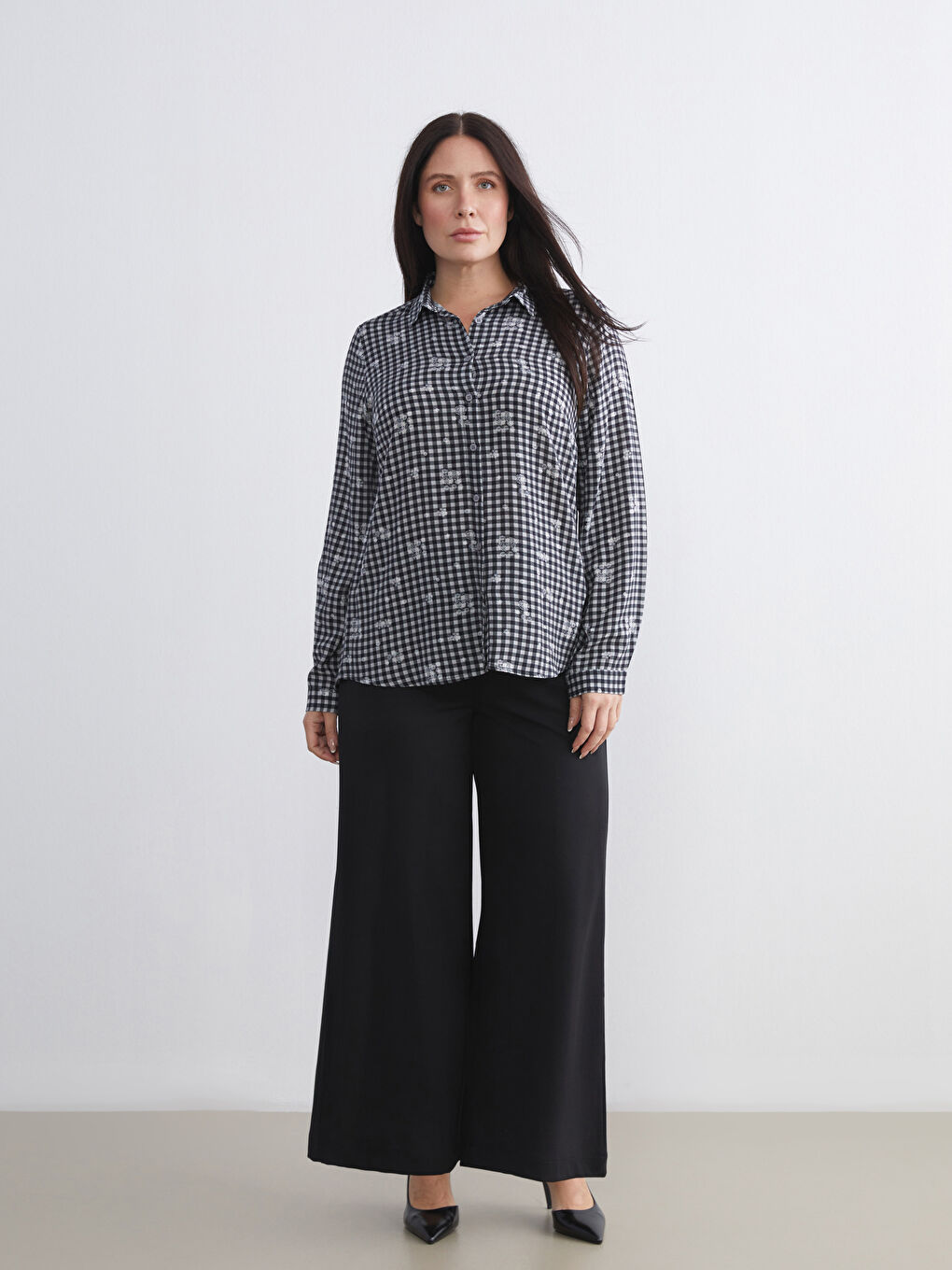 Siyah Loose Fit Geniş Paça Kadın Pantolon