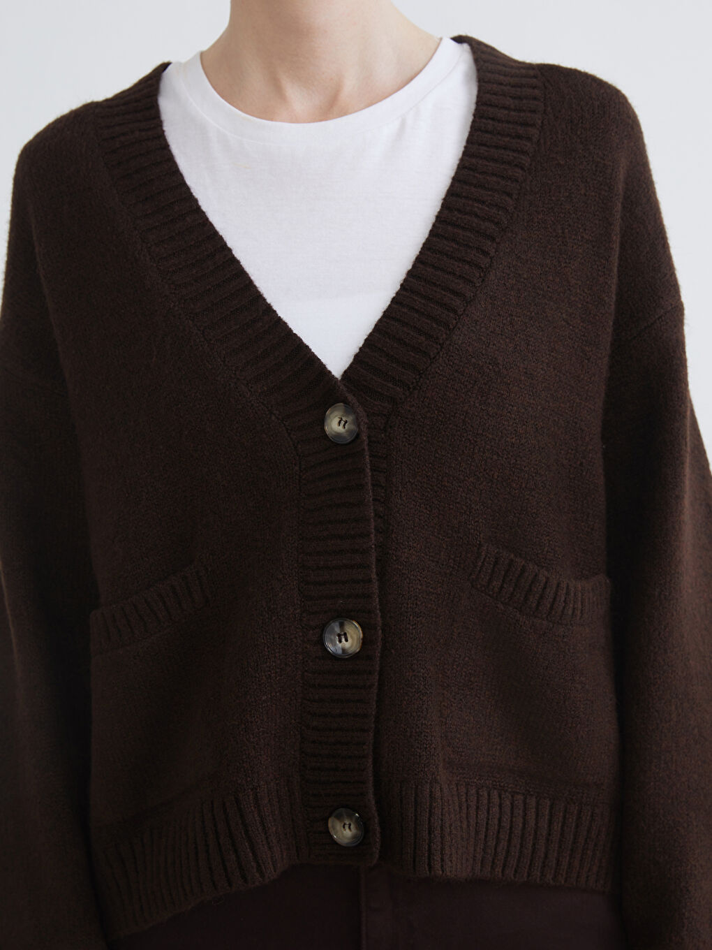 V Neck Oversize Women's Knitwear Cardigan-2
