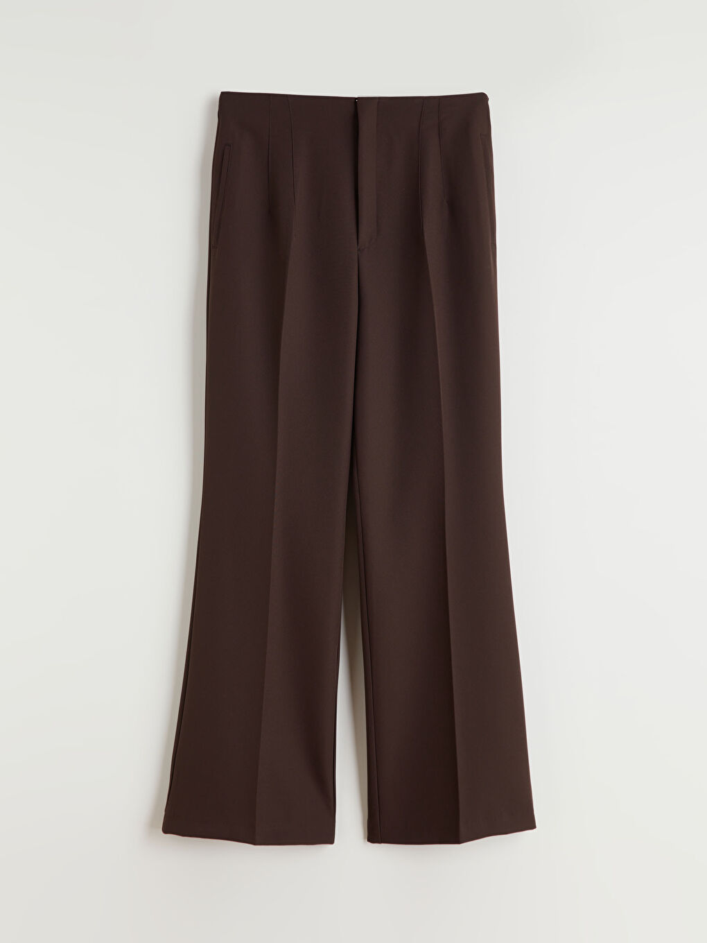 Kahverengi Dar Fit İspanyol Paça Kadın Pantolon-4