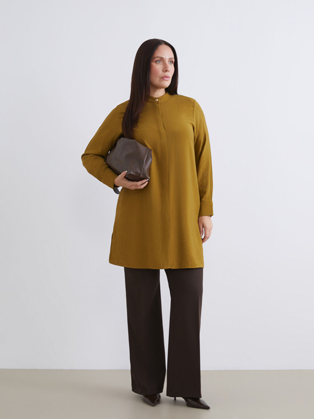 Kahverengi Dar Fit İspanyol Paça Kadın Pantolon