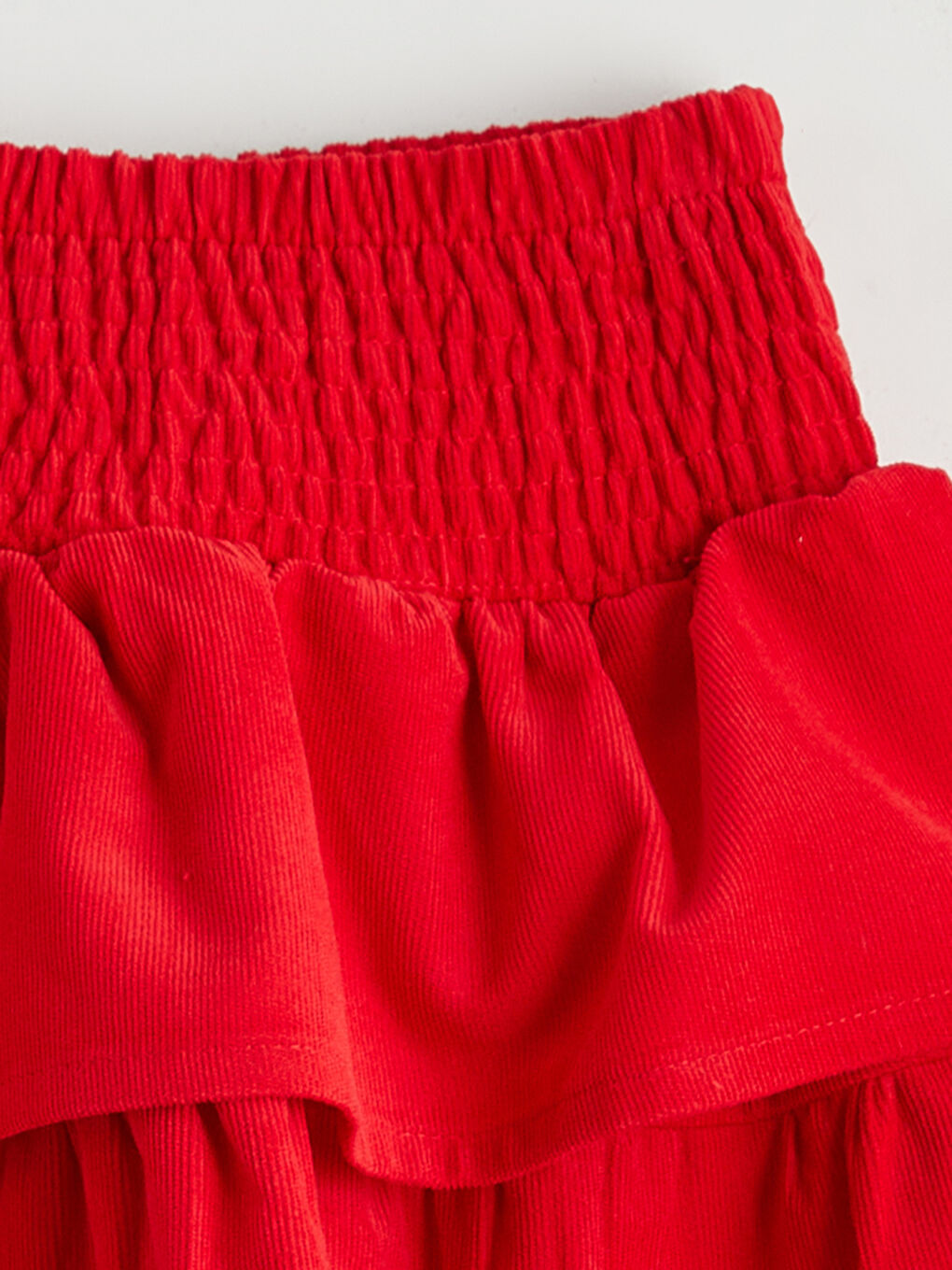 Kırmızı Kat Kat Kız Çocuk Kadife Etek ve Külotlu Çorap-2