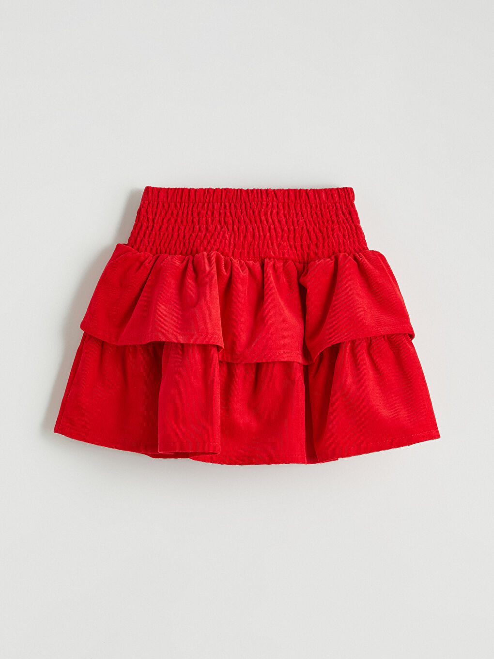 Kırmızı Kat Kat Kız Çocuk Kadife Etek ve Külotlu Çorap-3