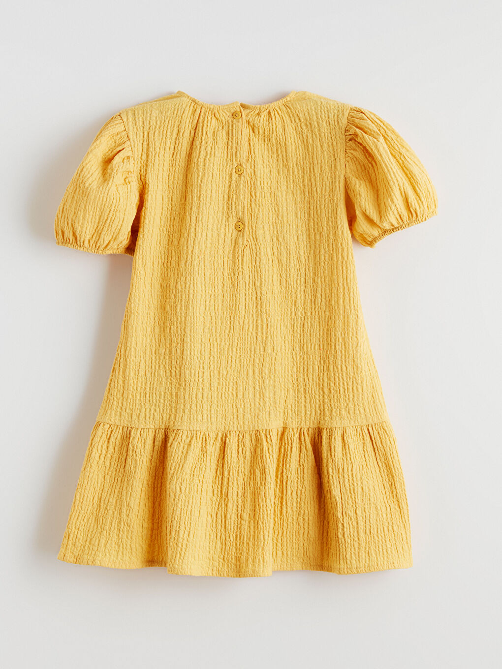 Sarı Bisiklet Yaka Çiçekli Kız Çocuk Elbise-2