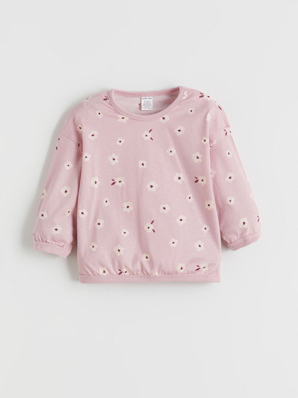 Pembe Bisiklet Yaka Çiçekli Kız Bebek Pijama Takımı-1