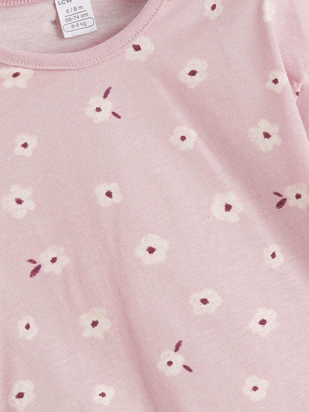 Pembe Bisiklet Yaka Çiçekli Kız Bebek Pijama Takımı-2