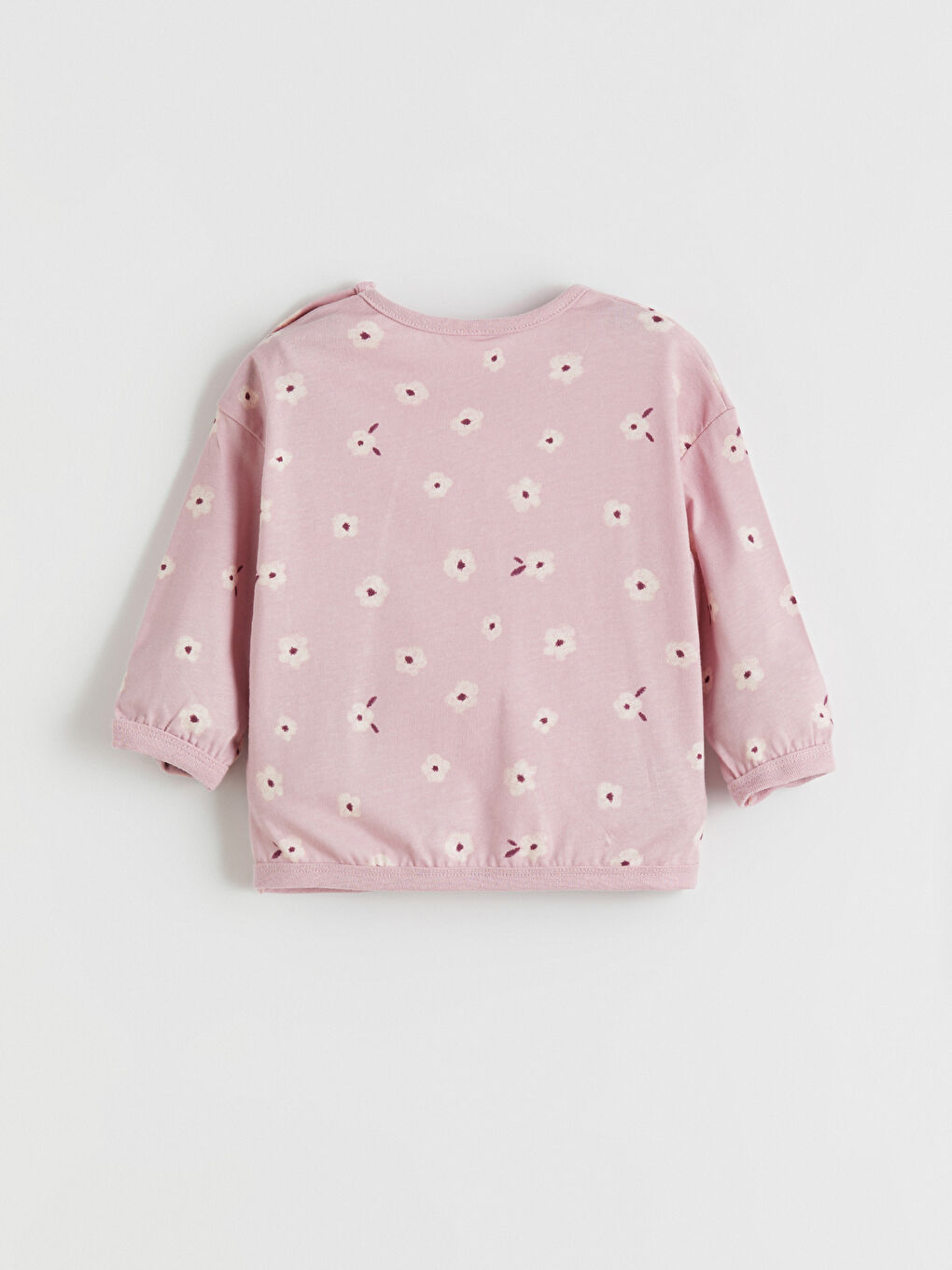 Pembe Bisiklet Yaka Çiçekli Kız Bebek Pijama Takımı-3