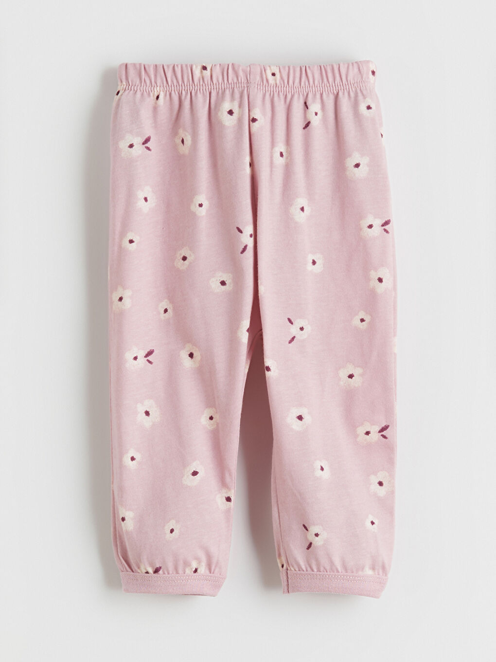 Pembe Bisiklet Yaka Çiçekli Kız Bebek Pijama Takımı-4