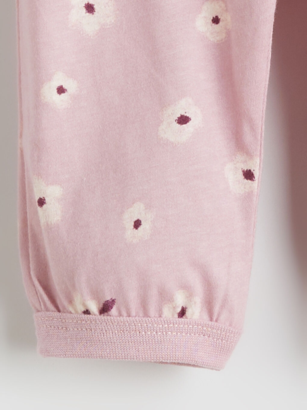 Pembe Bisiklet Yaka Çiçekli Kız Bebek Pijama Takımı-5