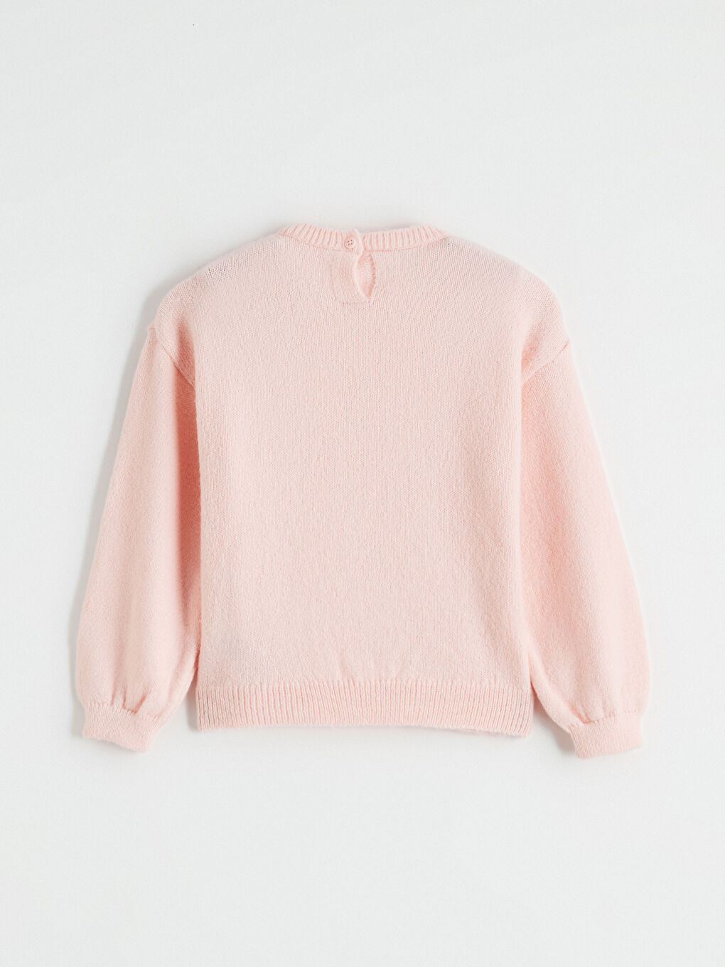 Pembe Kuğu Desenli Kız Çocuk Triko Kazak-2