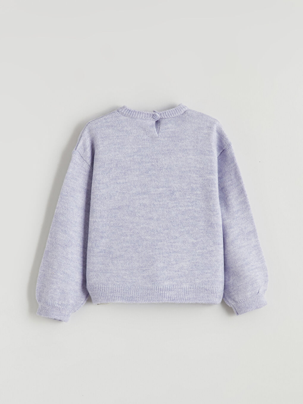 Lila Kuğu Desenli Kız Çocuk Triko Kazak-2