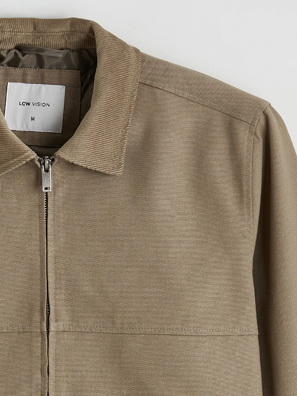 Bej Rahat Kalıp Kadife Yaka Erkek Mont-12