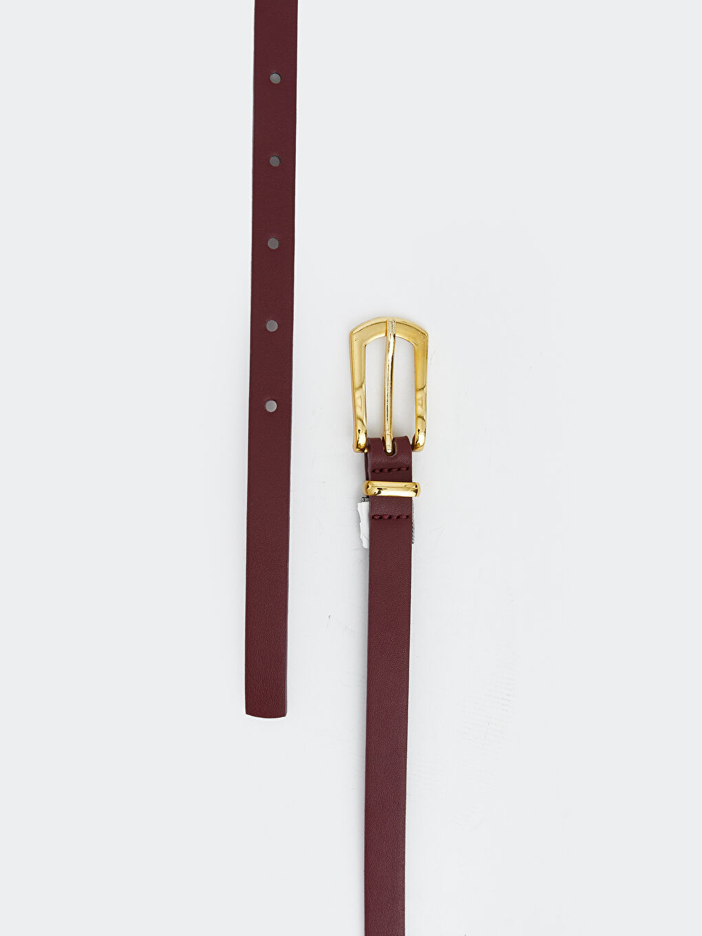 Bordo Deri Görünümlü Kadın Kemer 2'li-2