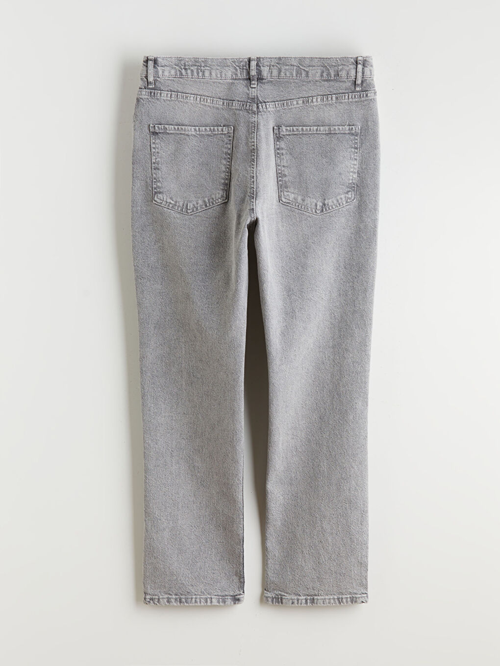 Gri Mom Fit Kadın Jean Pantolon-5