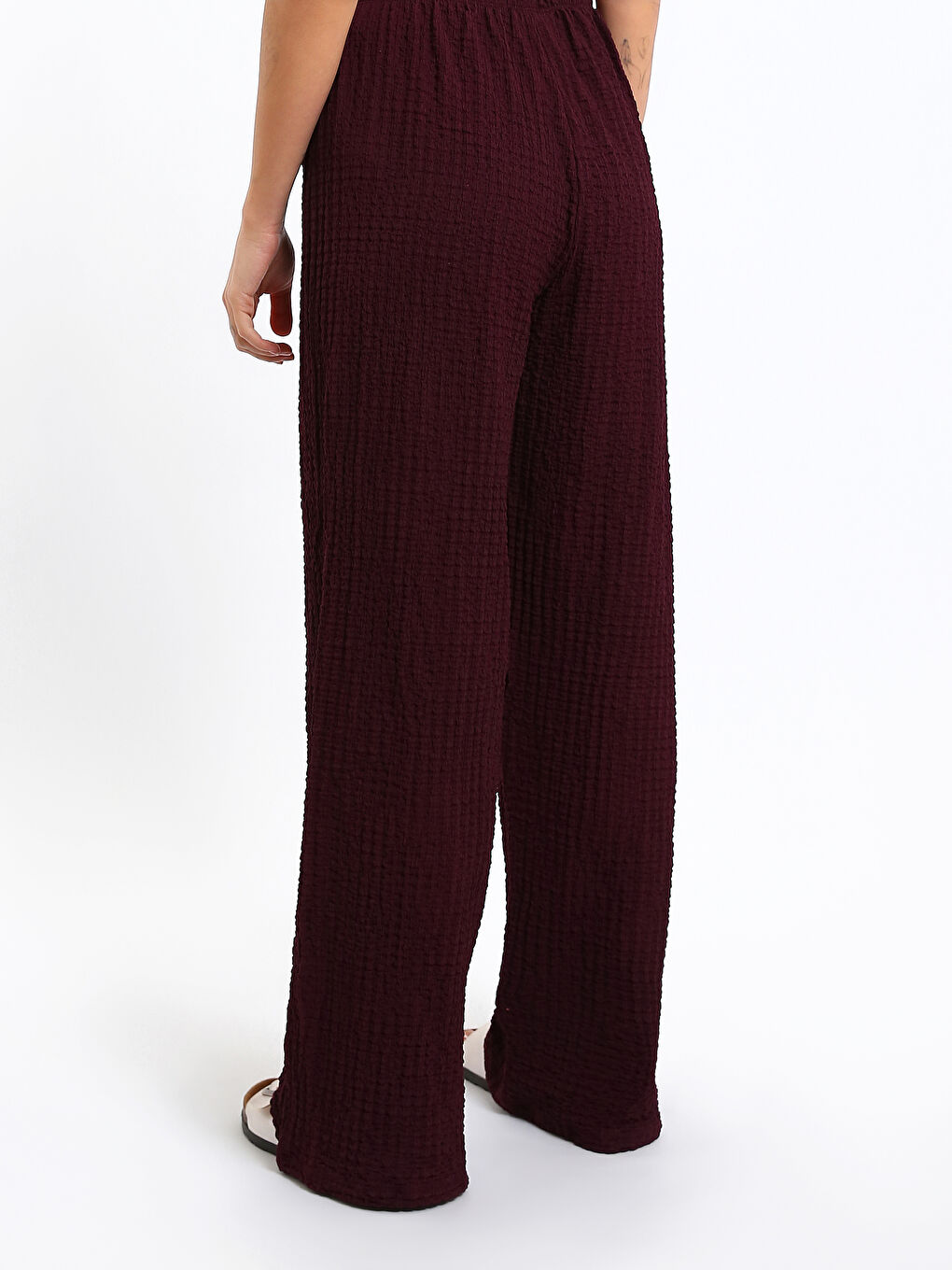 Elasticated Waist Textured Women's Trousers-4