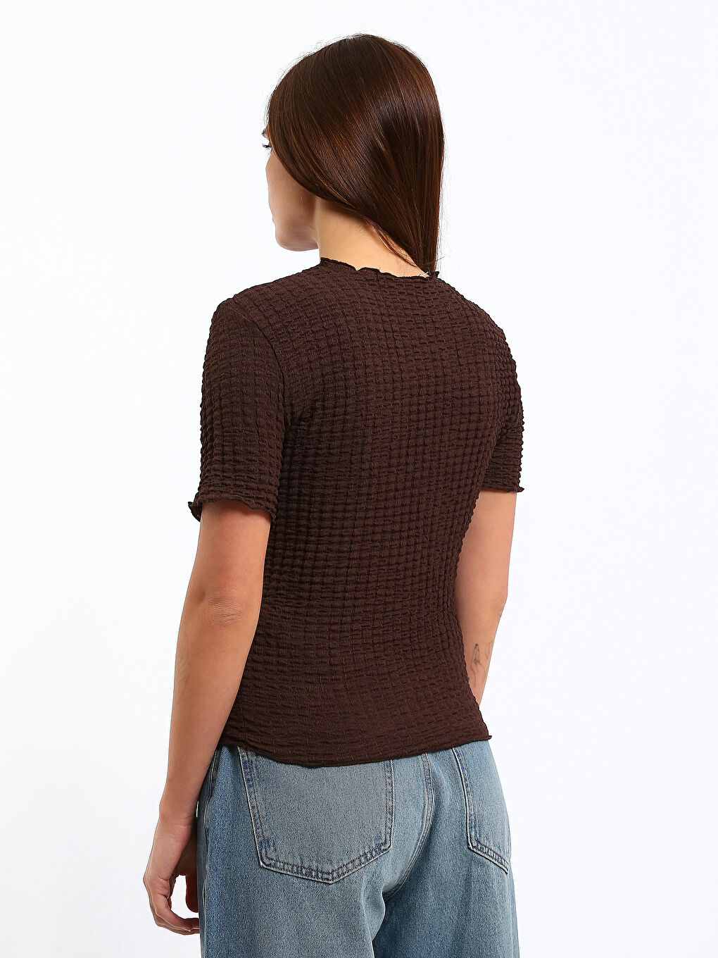 Crew Neck Textured Women's Blouse-4