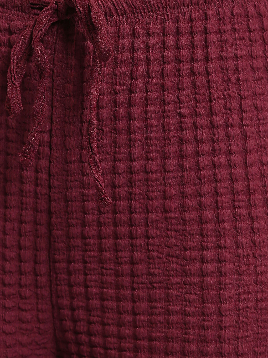 Elasticated Waist Textured Wide Leg Women's Trousers-2