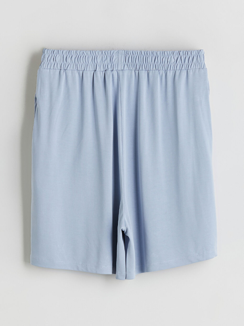 Mavi Beli Lastikli Kadın Şort-4