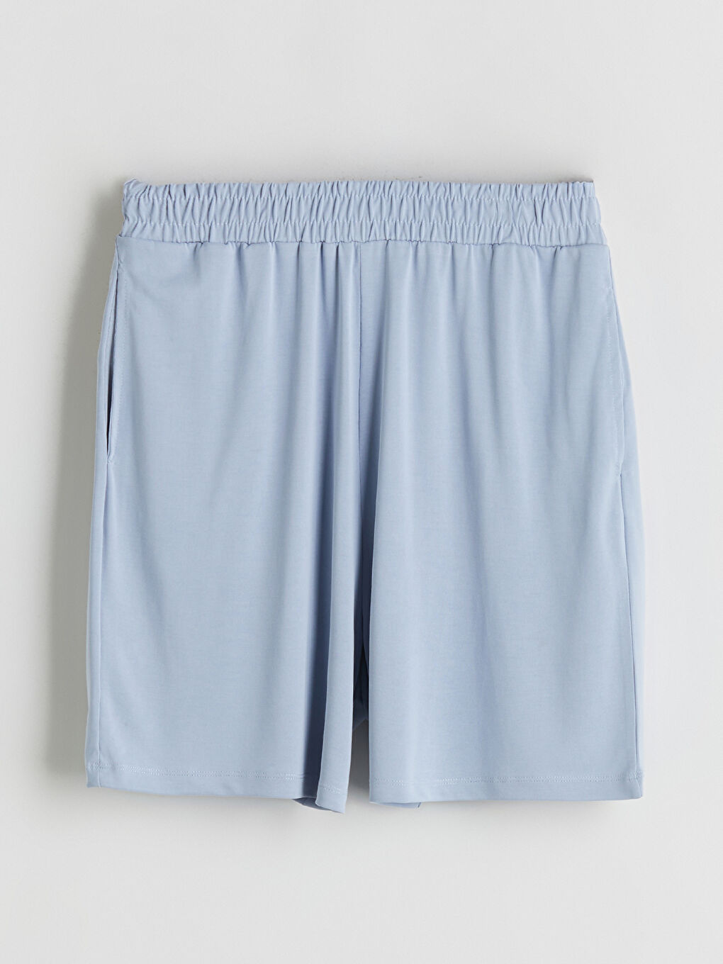 Mavi Beli Lastikli Kadın Şort-5