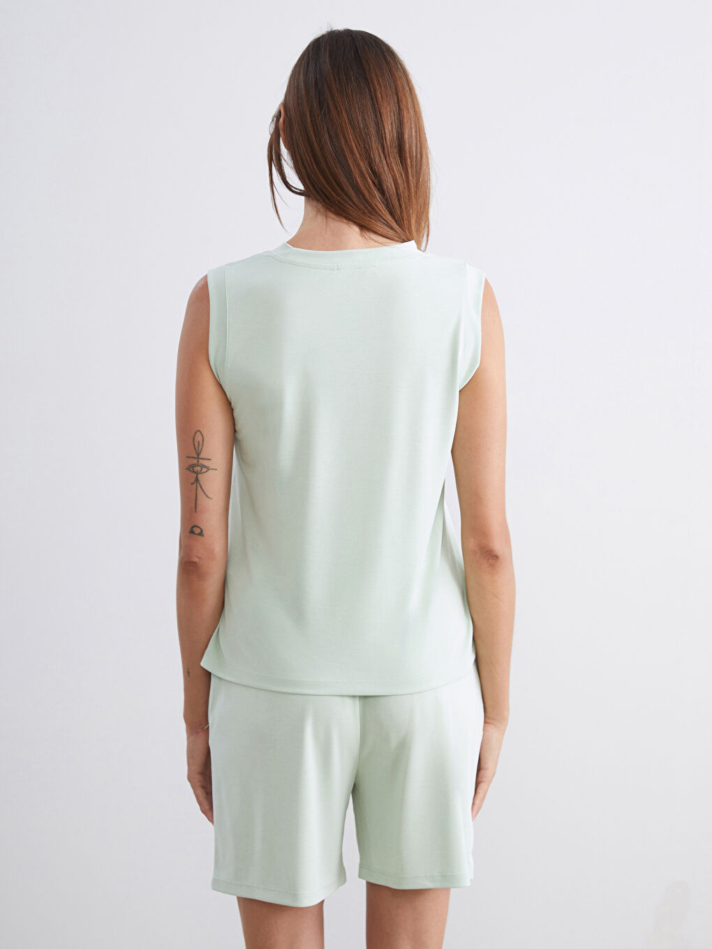 Yeşil Bisiklet Yaka Kadın Atlet-3