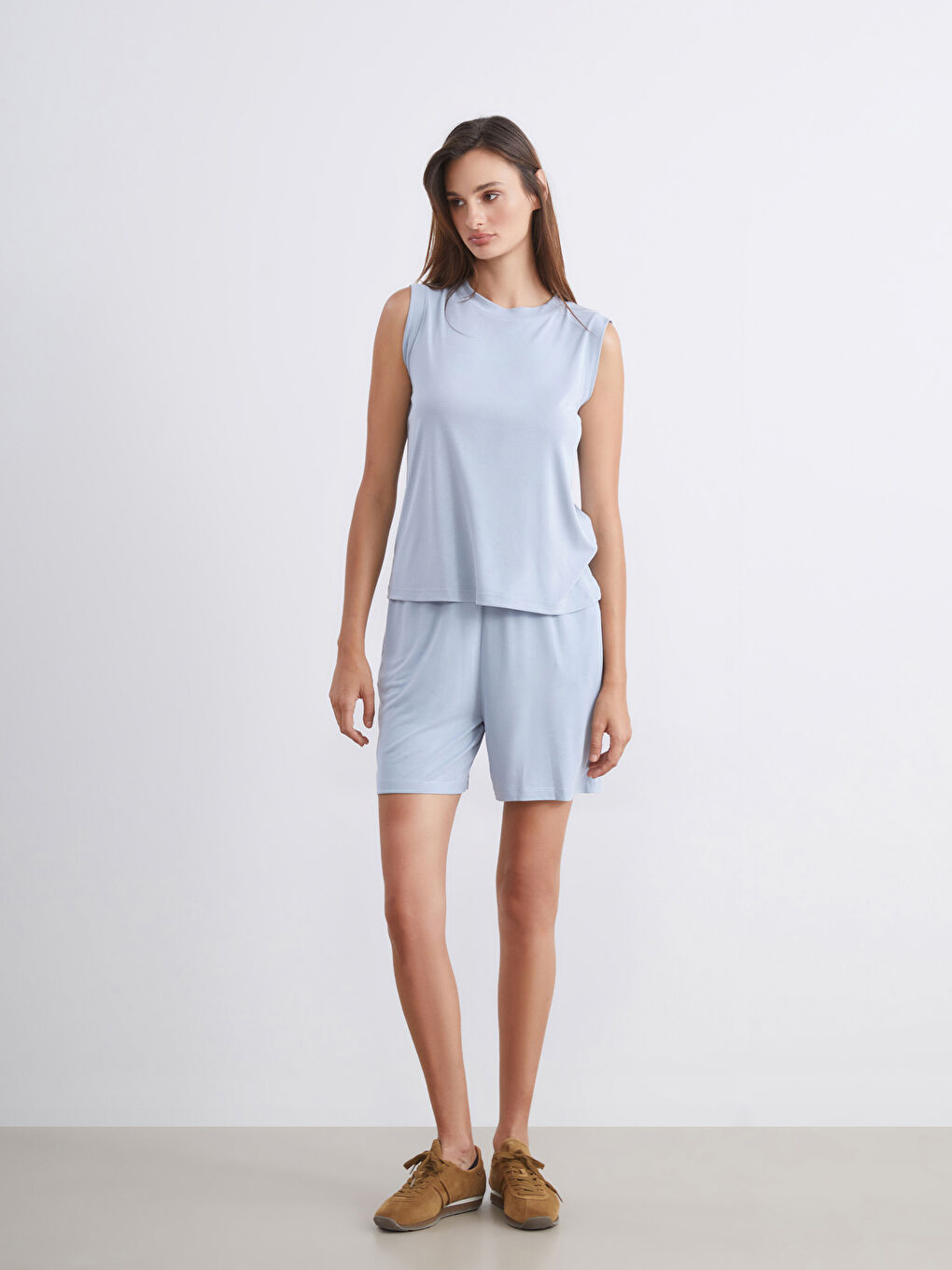 Mavi Bisiklet Yaka Kadın Atlet-1