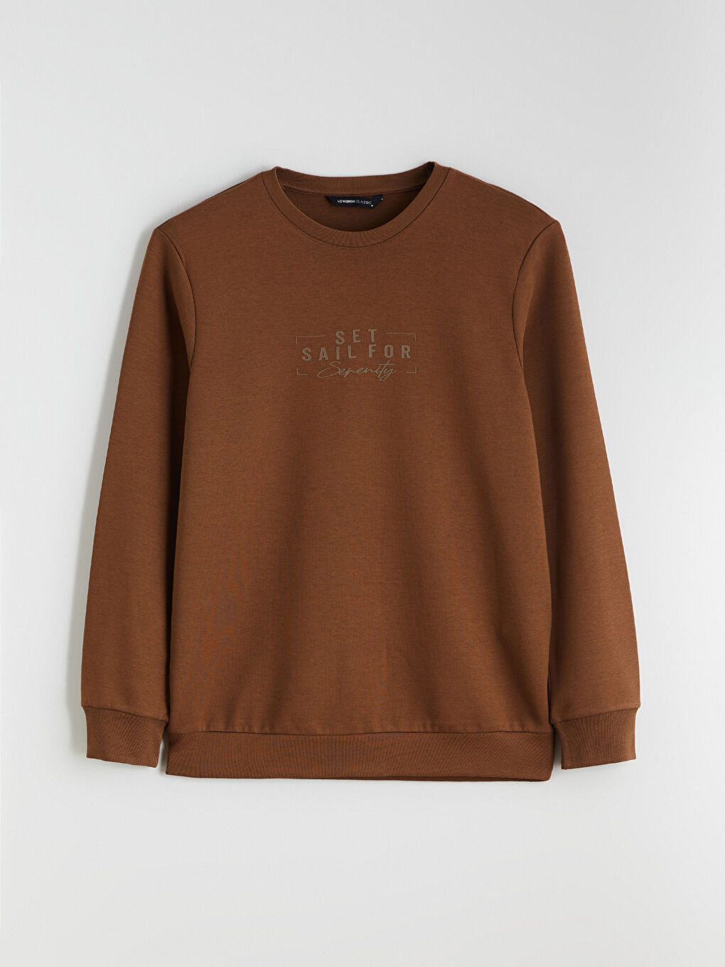 Kahverengi Bisiklet Yaka Baskılı Erkek Sweatshirt-4