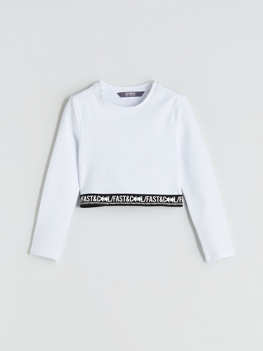 Beyaz Bisiklet Yaka Kız Çocuk Tişört