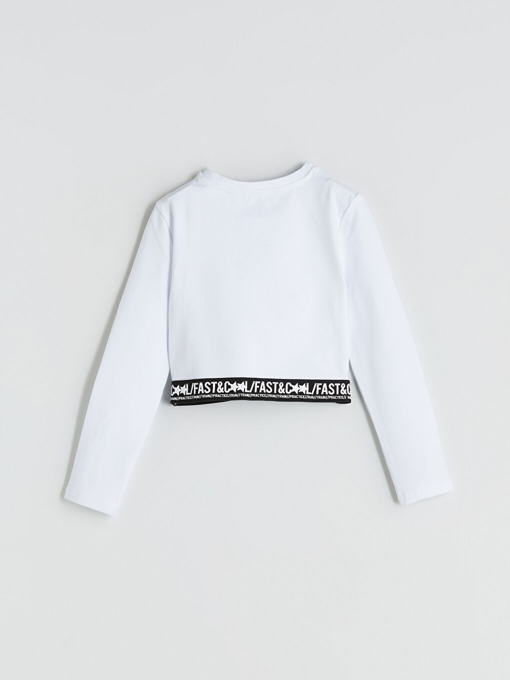 Beyaz Bisiklet Yaka Kız Çocuk Tişört-2