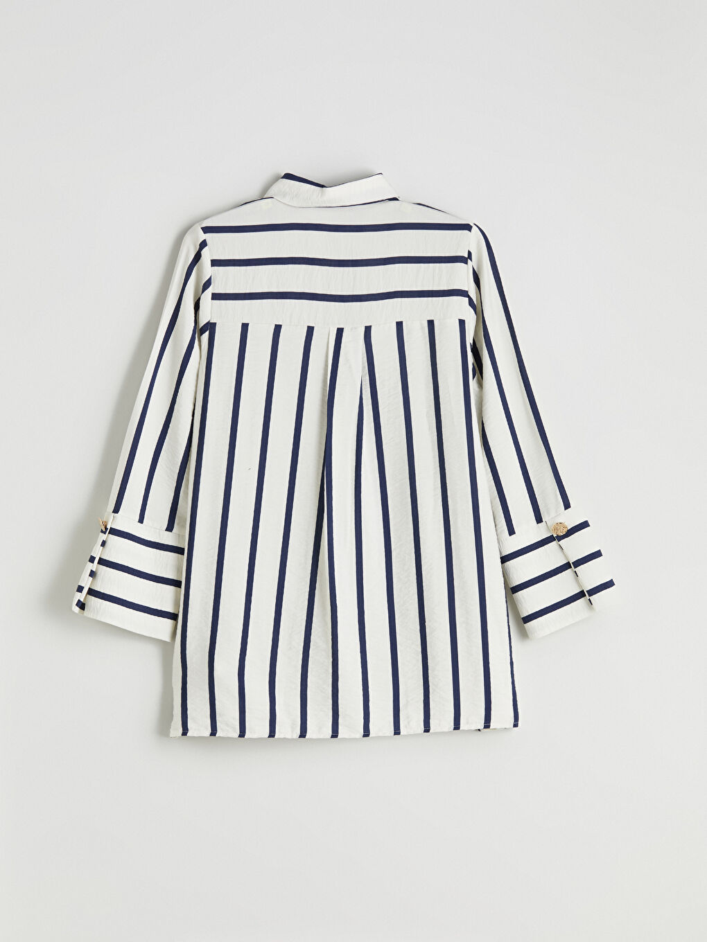 Lacivert Büyük Beden Çizgili Kadın Gömlek Tunik-7