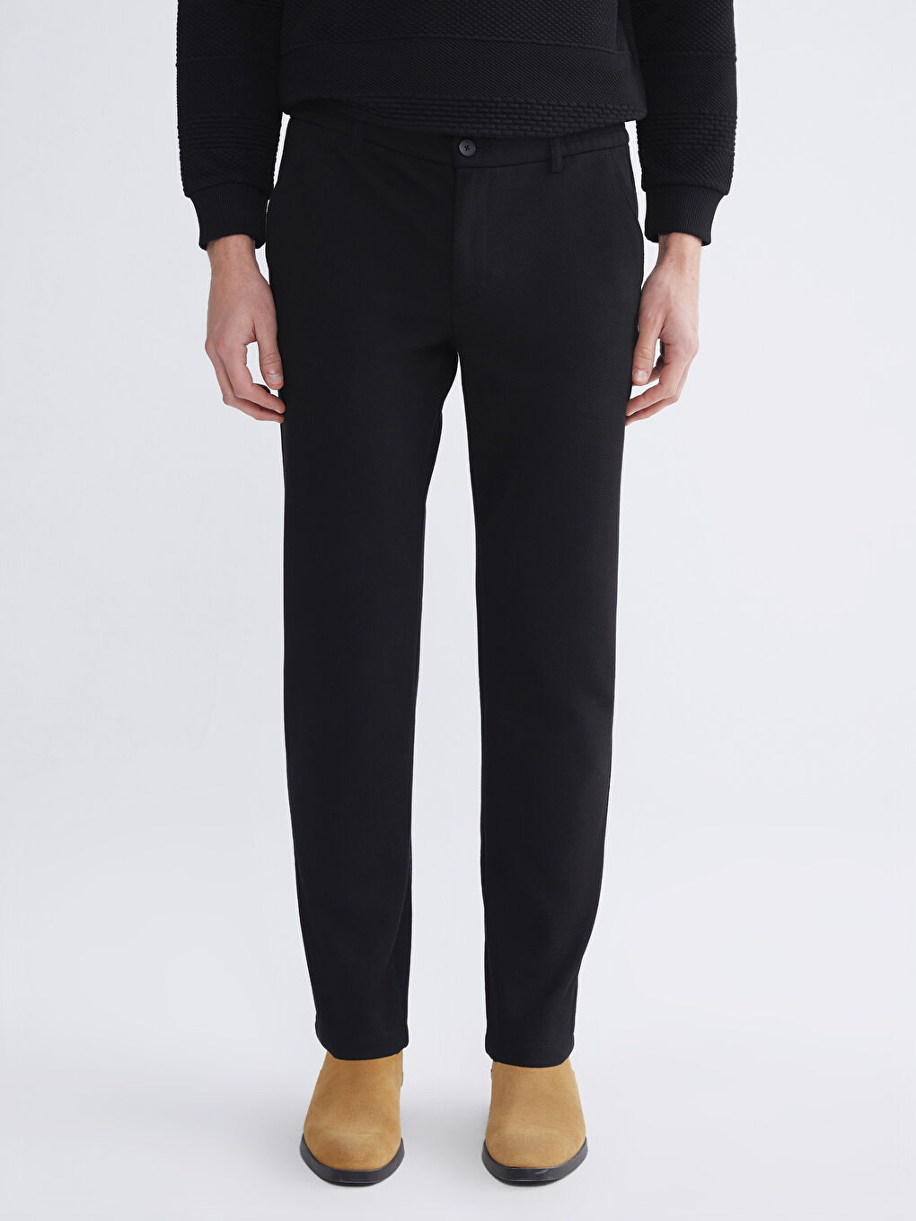 Siyah Standart Kalıp Erkek Pantolon-1