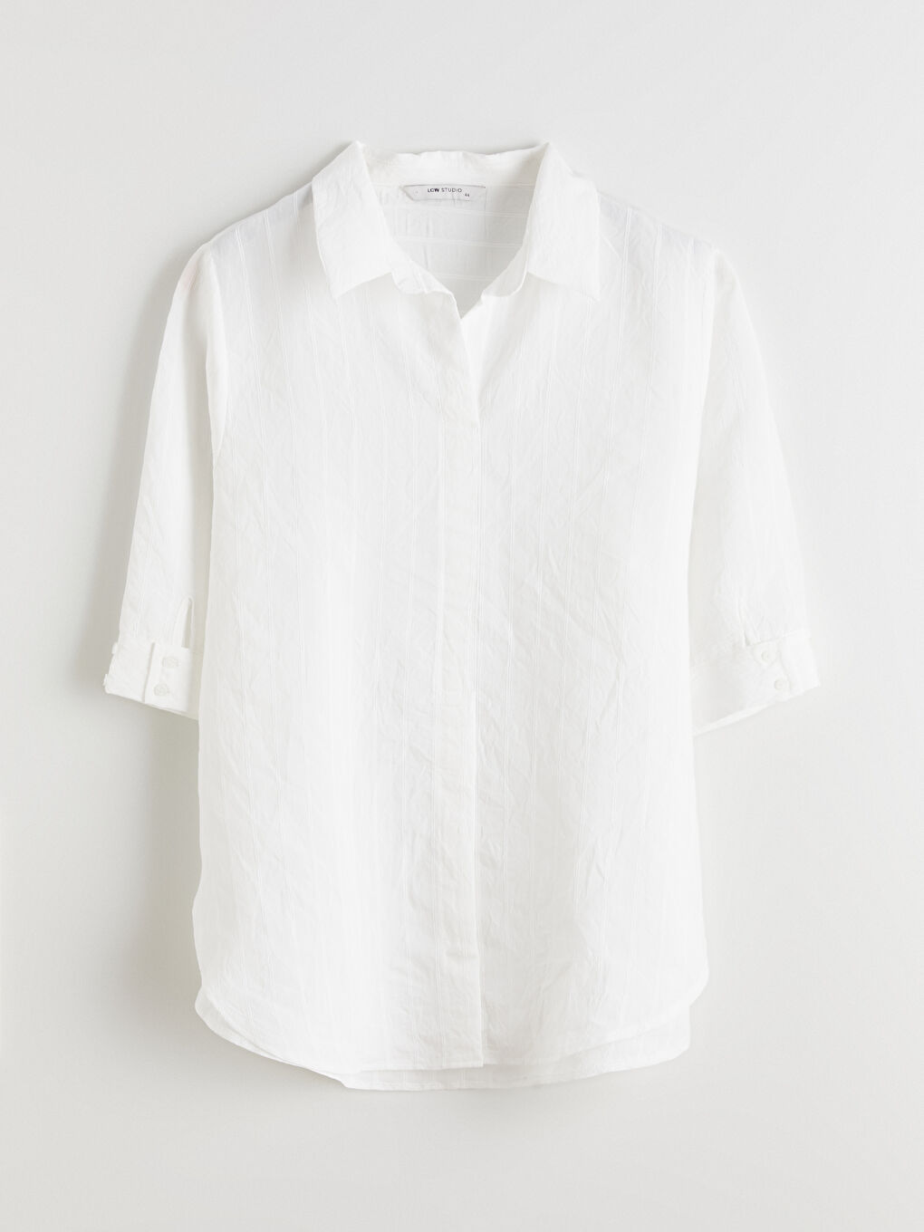 Ekru Gömlek Yaka Çizgili Oversize Bluz-6