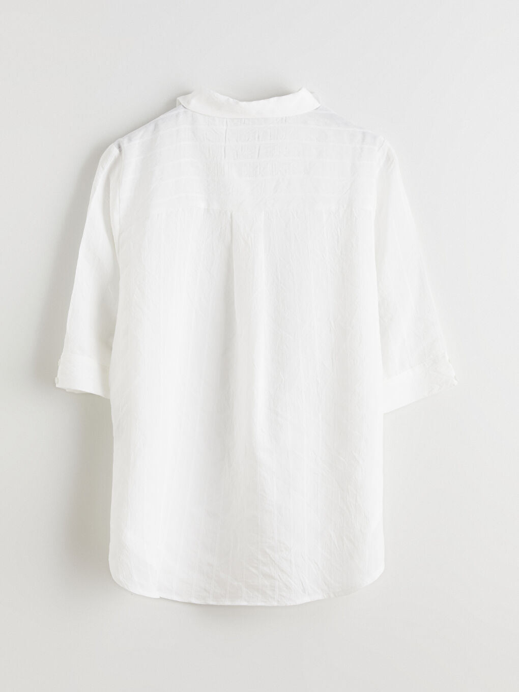 Ekru Gömlek Yaka Çizgili Oversize Bluz-7