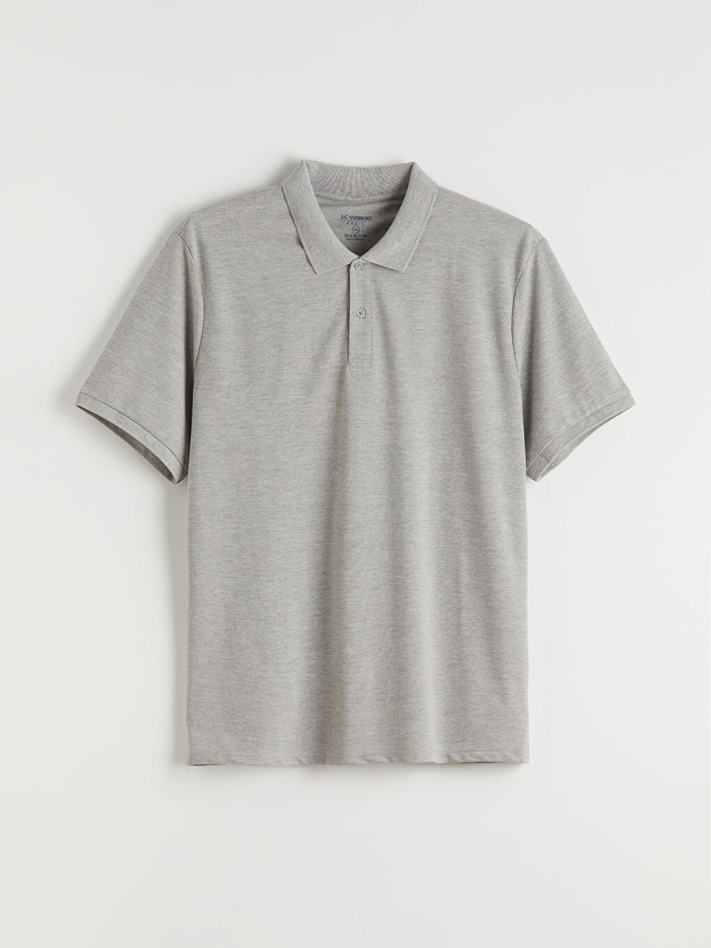 Gri Büyük Beden Polo Yaka Pike Erkek Tişört-2
