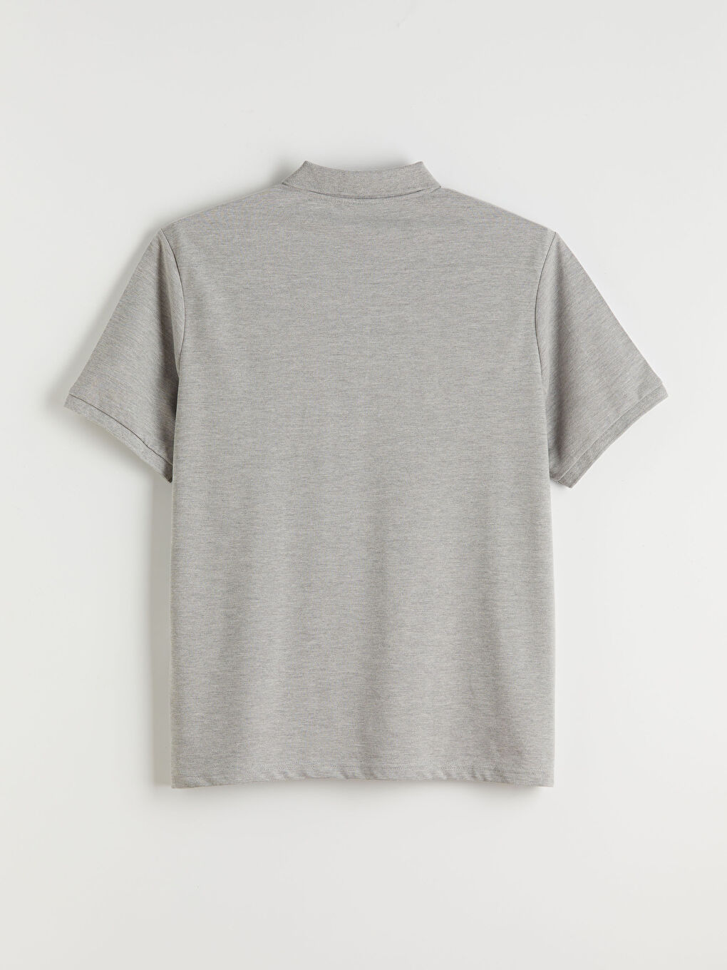 Gri Büyük Beden Polo Yaka Pike Erkek Tişört-3