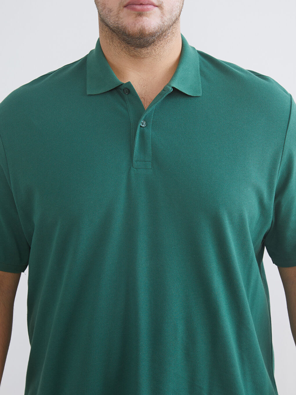 Yeşil Büyük Beden Polo Yaka Pike Erkek Tişört-2