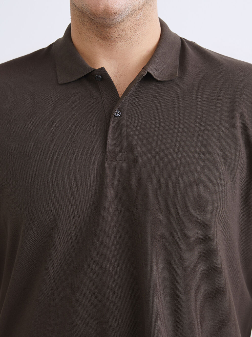 Kahverengi Büyük Beden Polo Yaka Pike Erkek Tişört-2