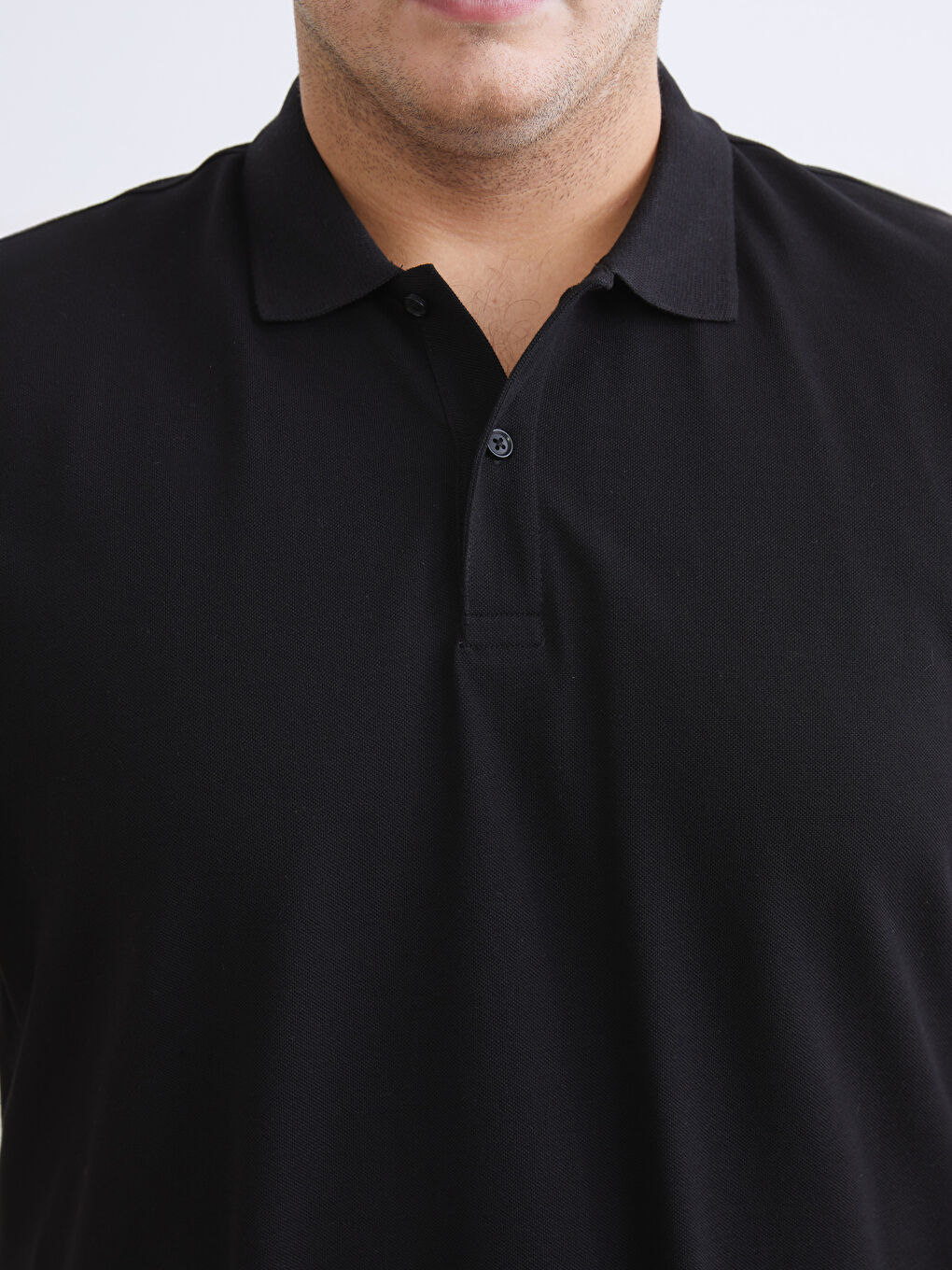 Siyah Büyük Beden Polo Yaka Pike Erkek Tişört-8