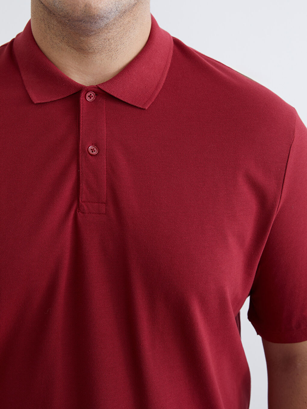 Bordo Büyük Beden Polo Yaka Pike Erkek Tişört-2