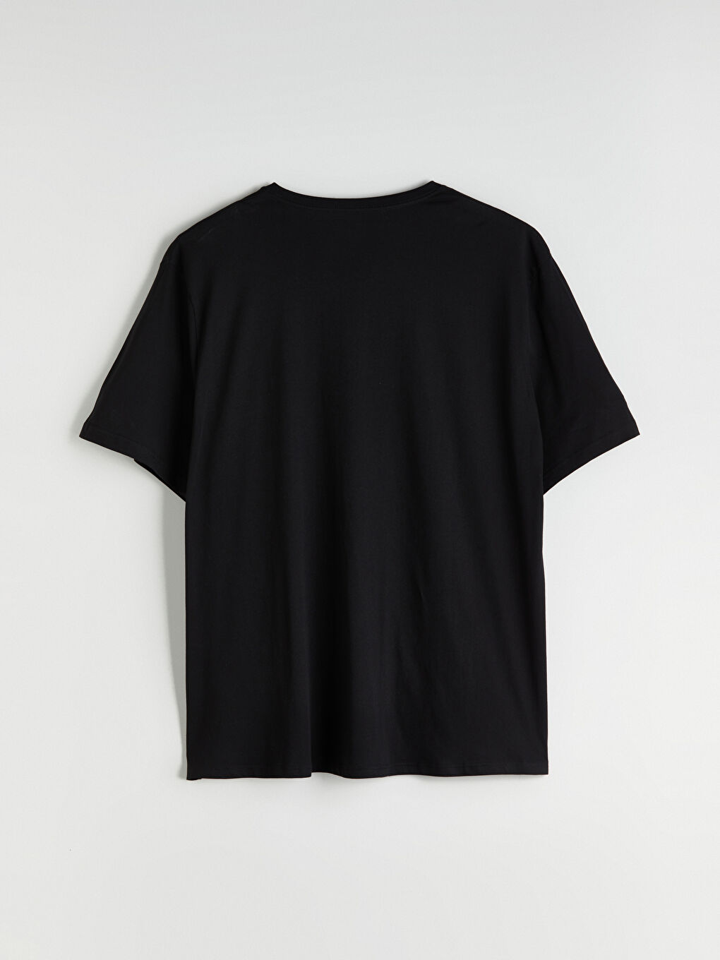 Siyah Büyük Beden V Yaka Penye Erkek Tişört-13