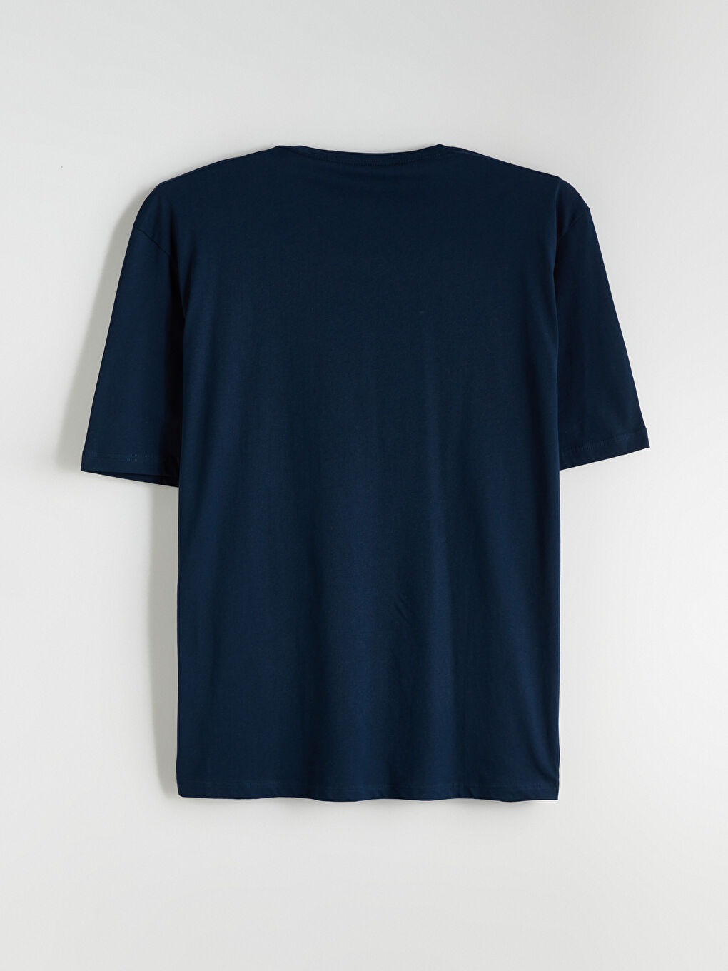 Lacivert Büyük Beden V Yaka Penye Erkek Tişört-13