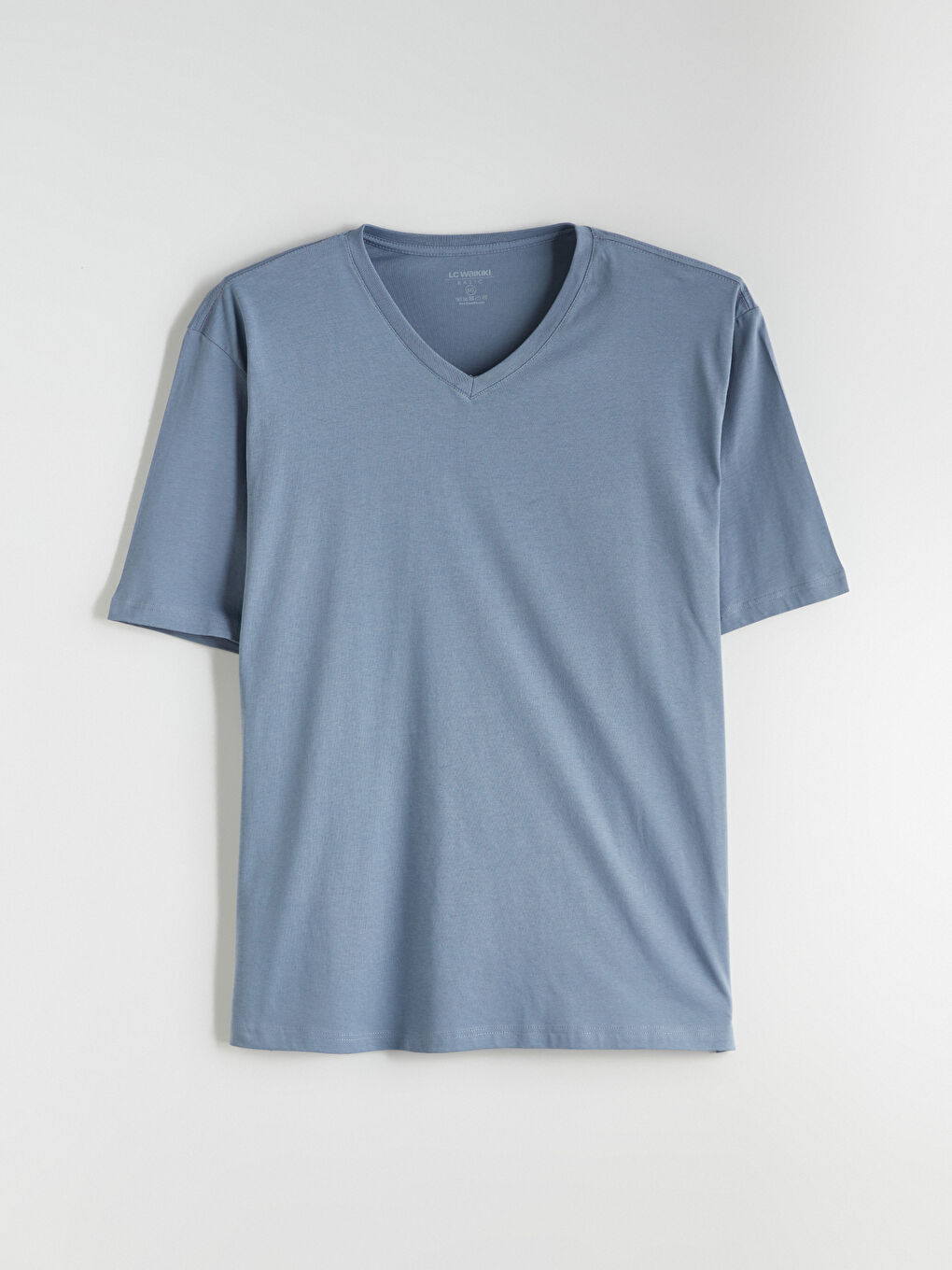 İndigo Büyük Beden V Yaka Penye Erkek Tişört-8