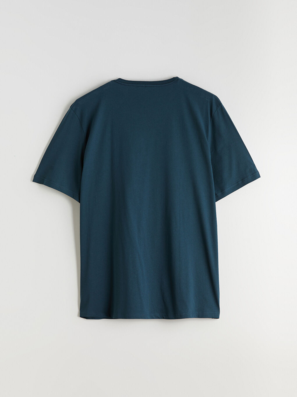 Petrol Büyük Beden V Yaka Penye Erkek Tişört-5