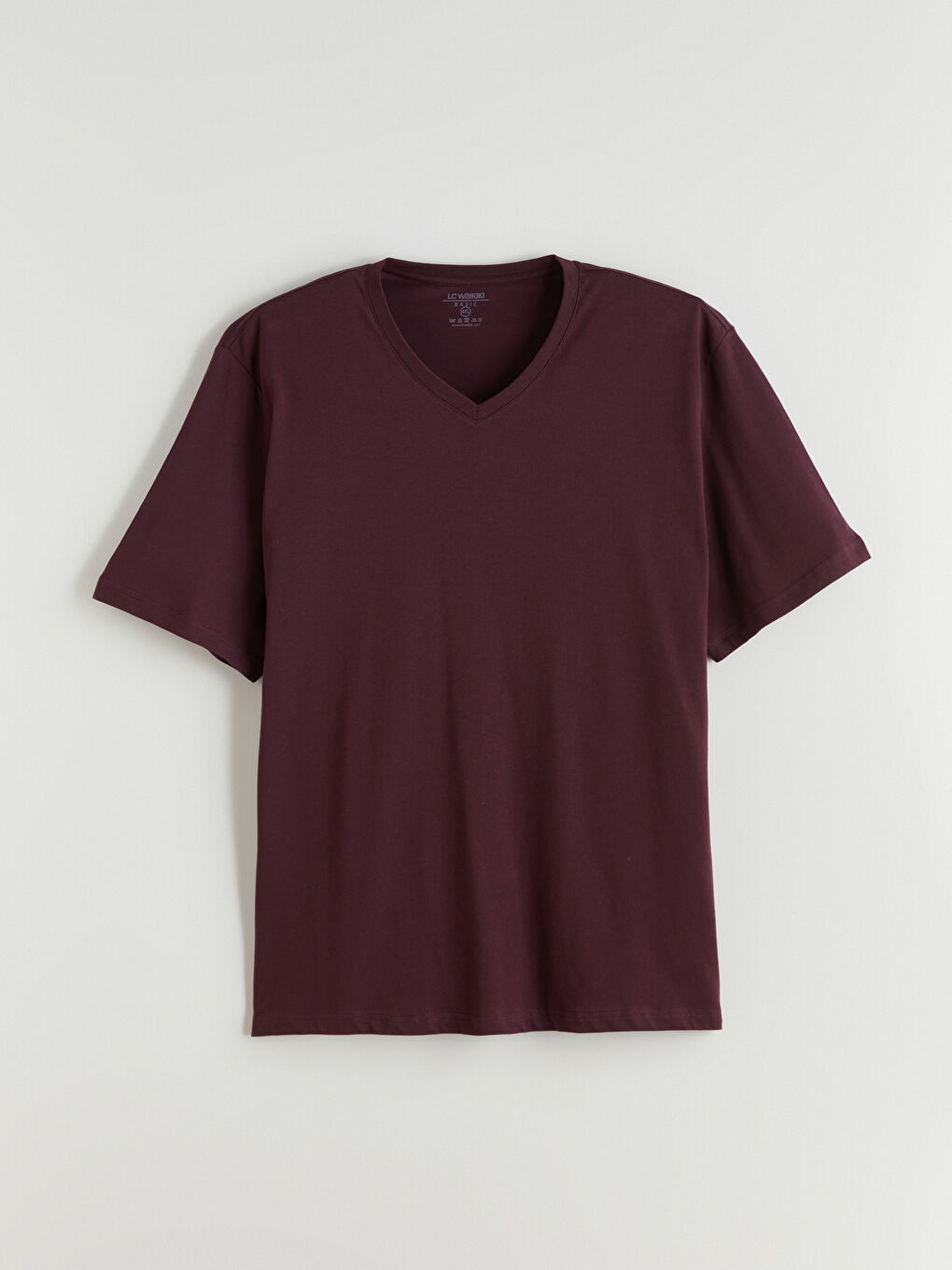 Mürdüm Büyük Beden V Yaka Penye Erkek Tişört-4