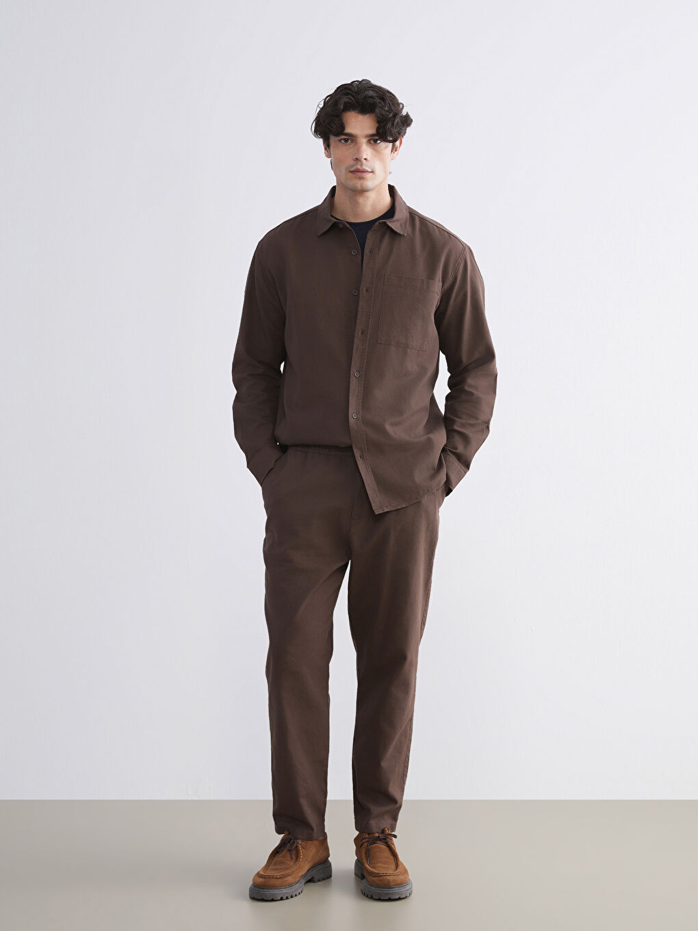 Regular Fit Long Sleeve Velvet Men's Shirt-1