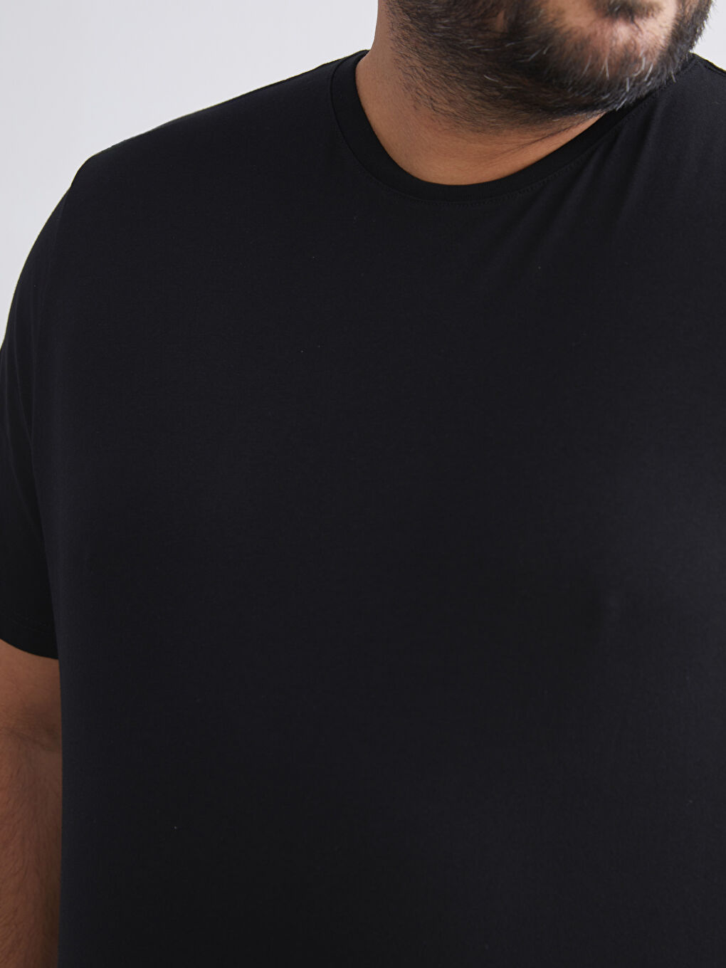 Siyah Büyük Beden Basic Penye Erkek Tişört-2