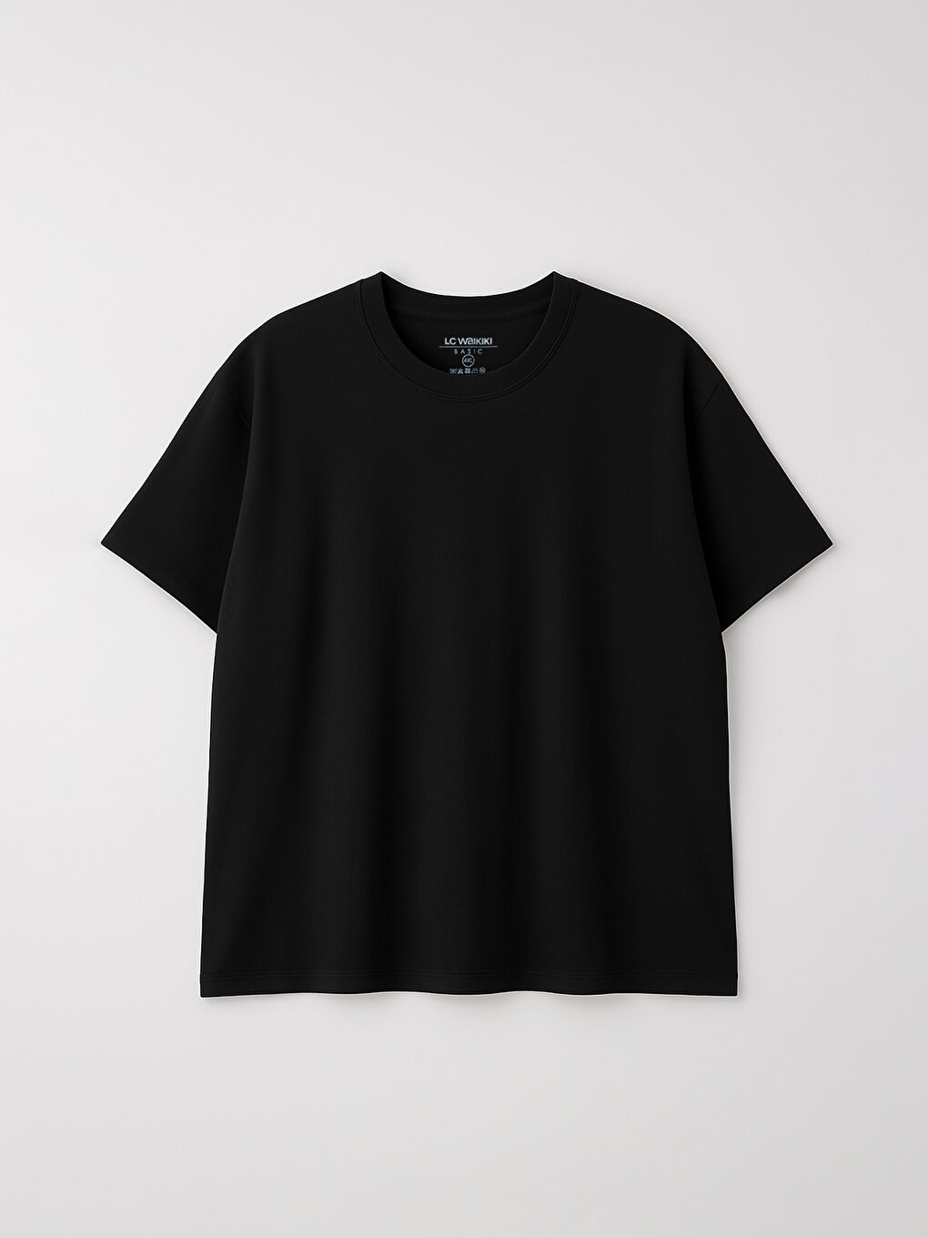 Siyah Büyük Beden Basic Penye Erkek Tişört-4