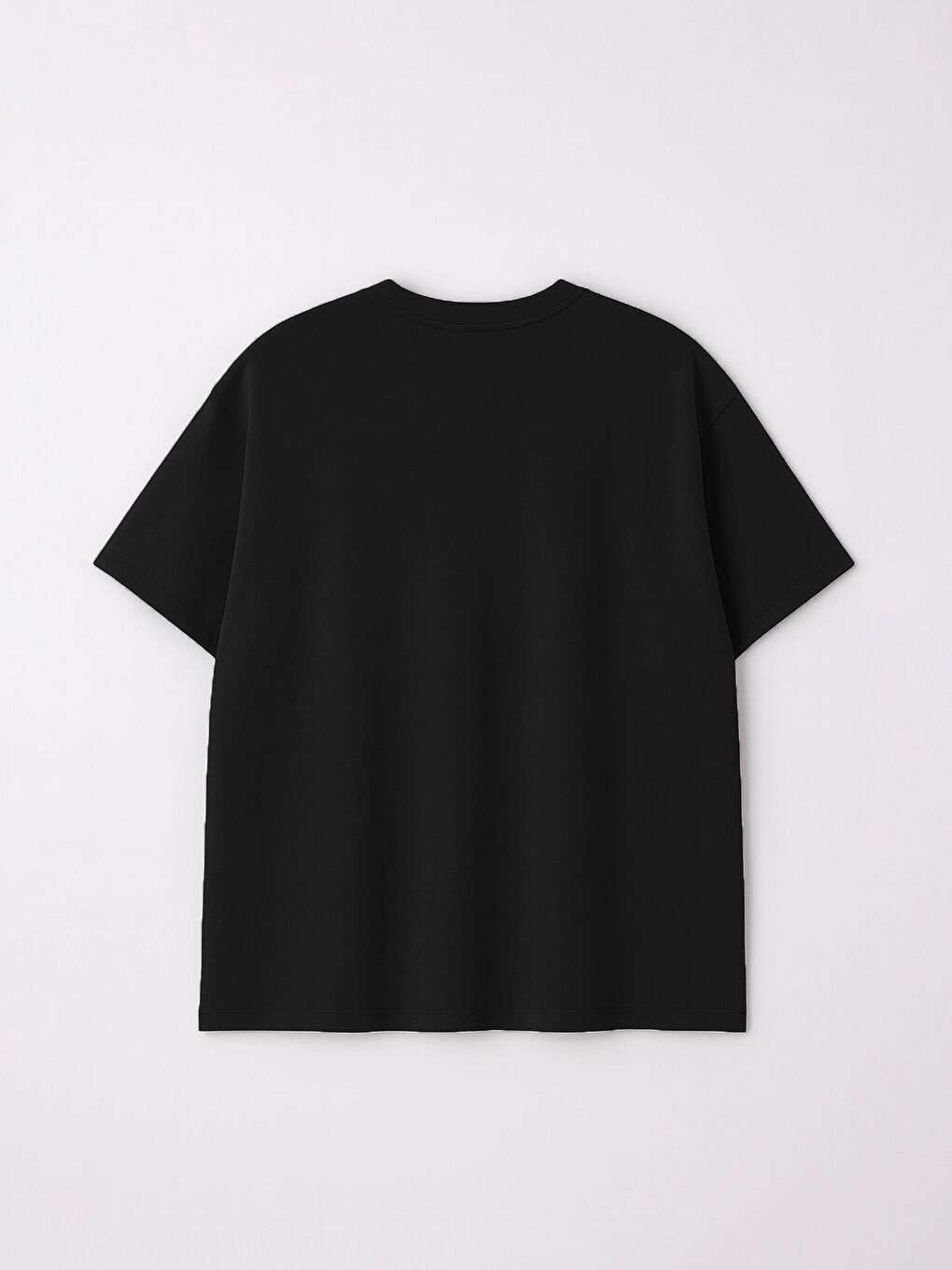 Siyah Büyük Beden Basic Penye Erkek Tişört-5