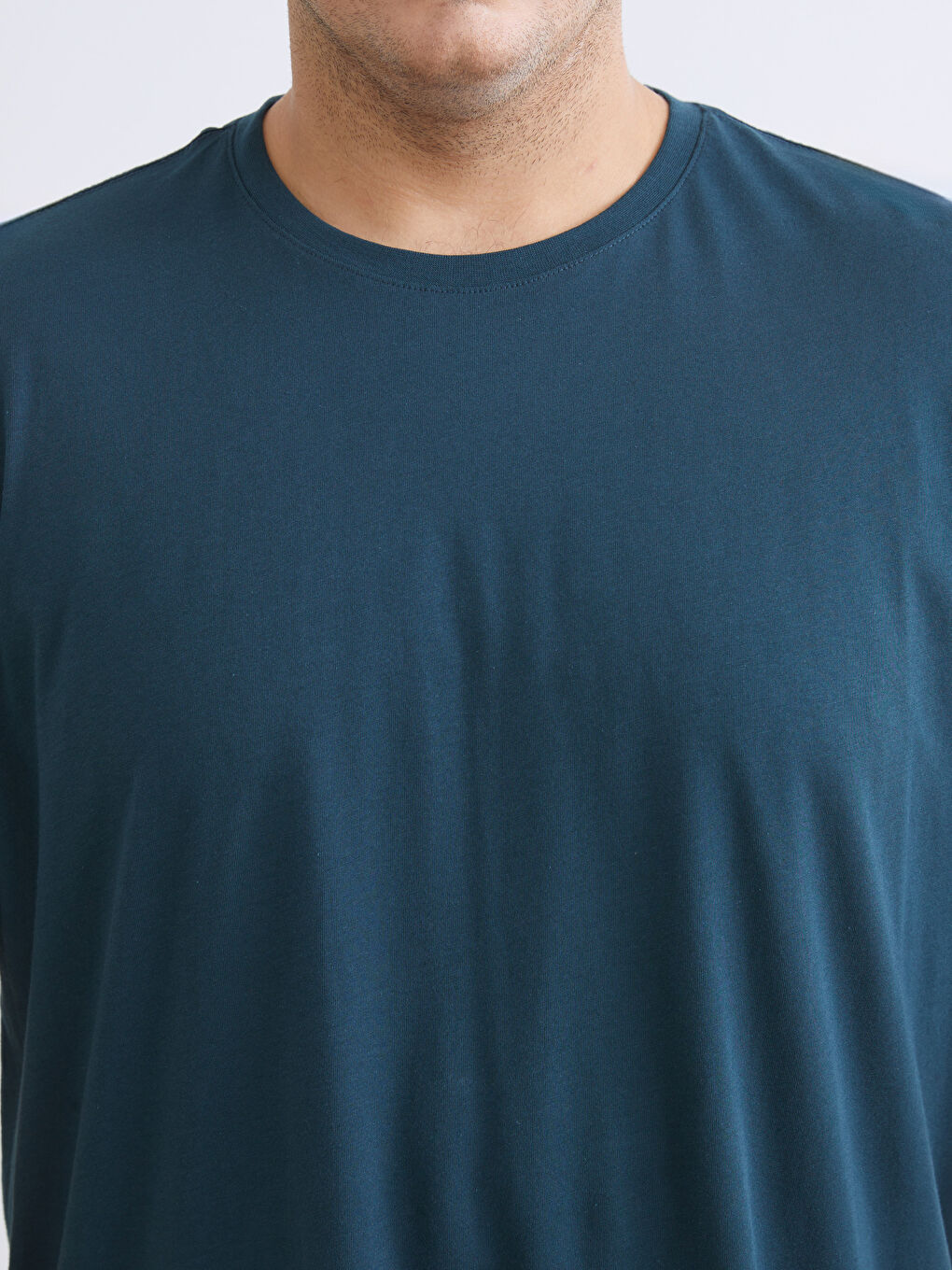 Petrol Büyük Beden Basic Penye Erkek Tişört-6